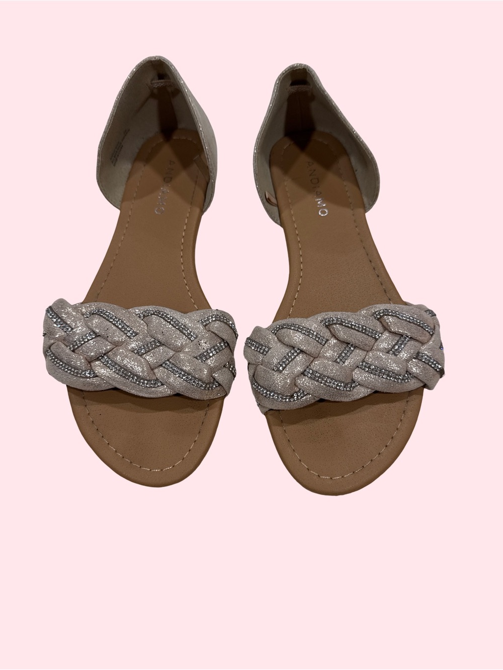 Olivia + Joy Braided Crystal-Trim D'Orsay Sandals in Light Pink